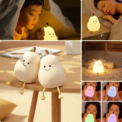 Cute Pear LED Night Light Touch Lamp Bedside Decoration Baby Gift - Homwake